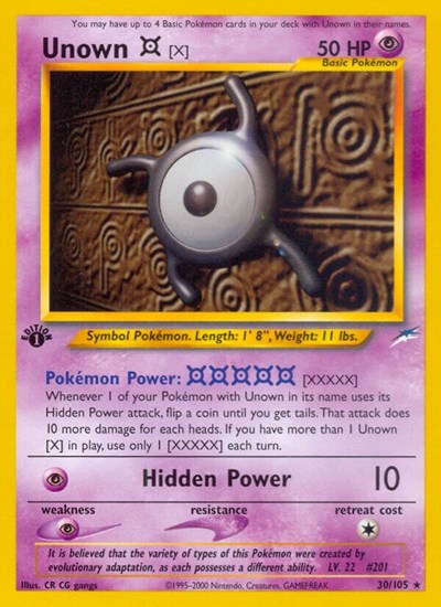 Unown [X] #30 Neo Destiny