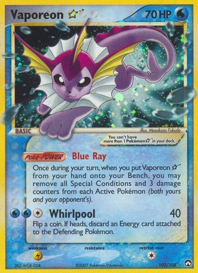 Vaporeon Star #102 Power Keepers