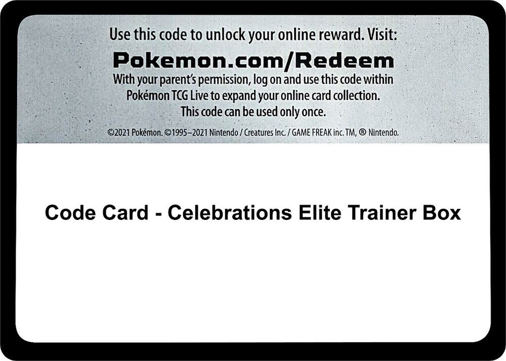Code Card - Celebrations Elite Trainer Box sealed Pokémon TCG product