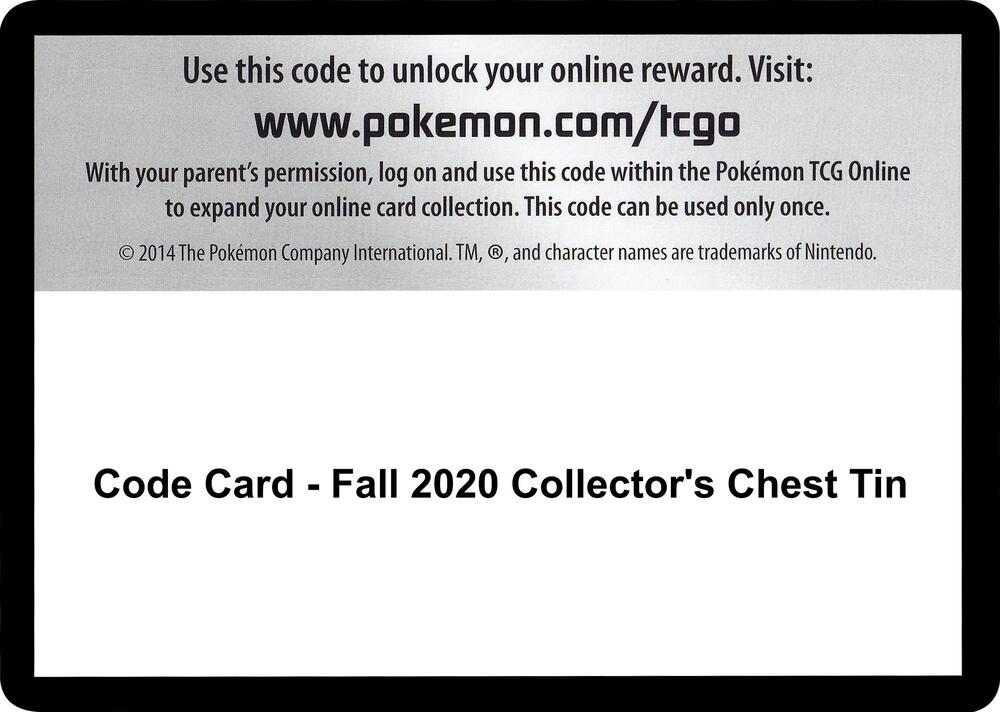 Code Card - Fall 2020 Collector's Chest Tin sealed Pokémon TCG product