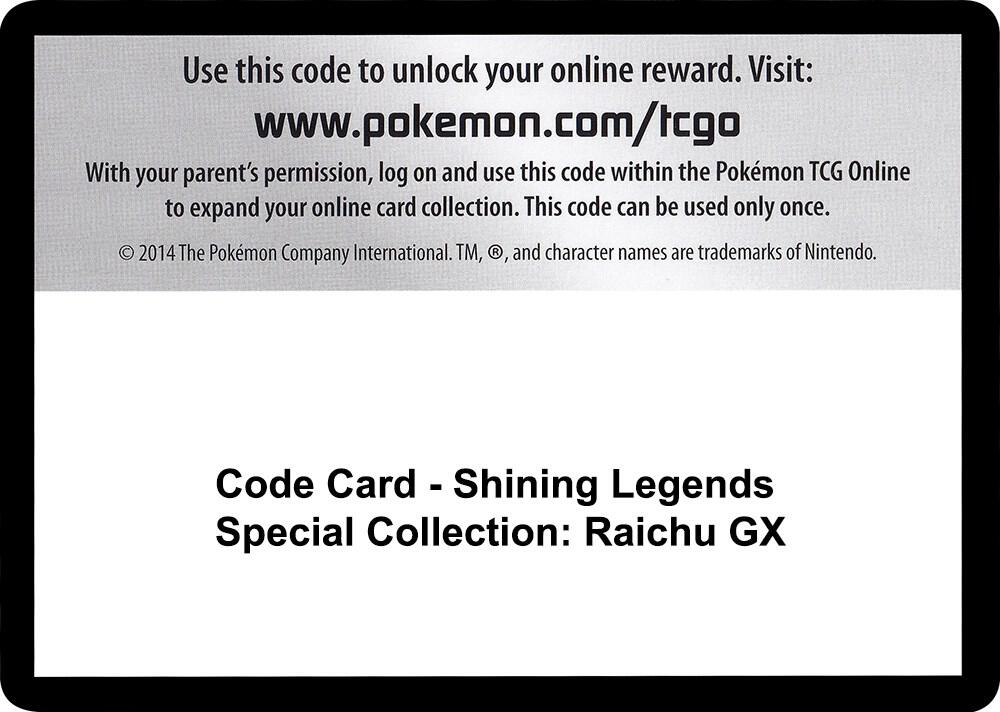 Code Card - Shining Legends Special Collection: Raichu GX sealed Pokémon TCG product