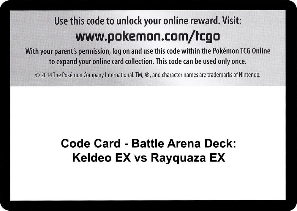 Code Card - Battle Arena Deck: Keldeo EX vs Rayquaza EX sealed Pokémon TCG product