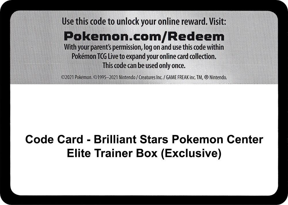 Code Card - Brilliant Stars Pokemon Center Elite Trainer Box (Exclusive) sealed Pokémon TCG product