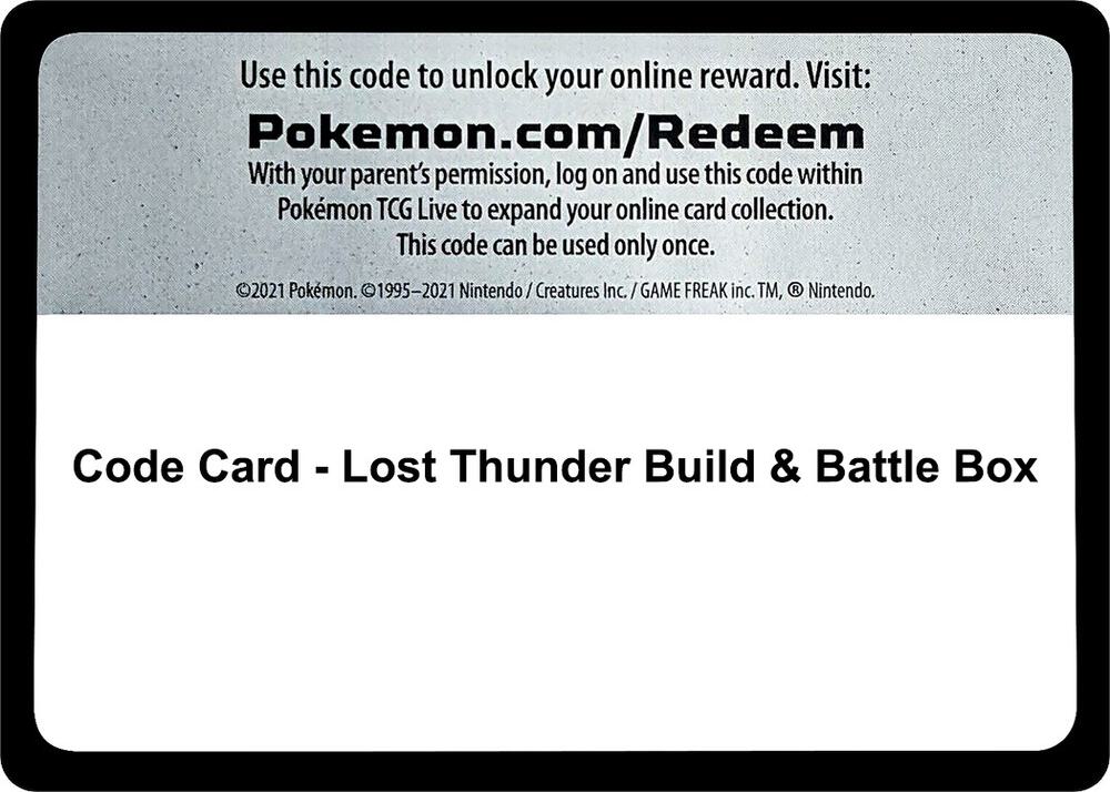 Code Card - Lost Thunder Build & Battle Box sealed Pokémon TCG product