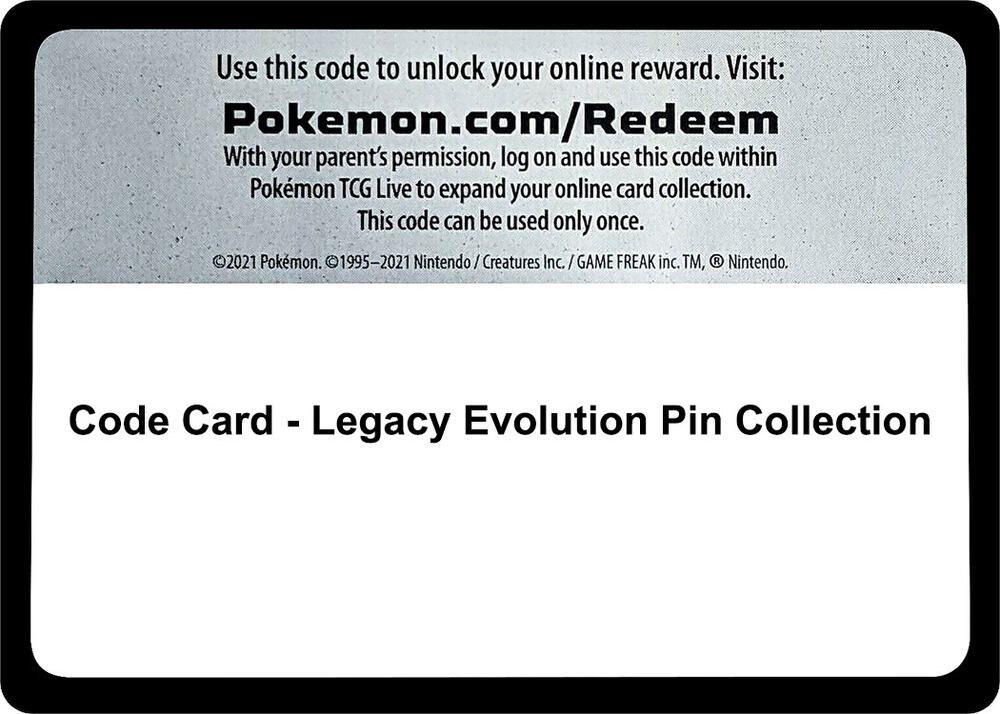 Code Card - Legacy Evolution Pin Collection sealed Pokémon TCG product