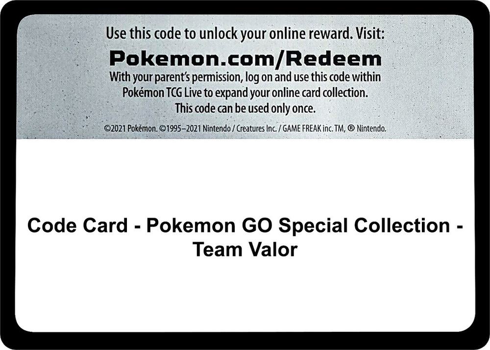 Code Card - Pokemon GO Special Collection - Team Valor sealed Pokémon TCG product