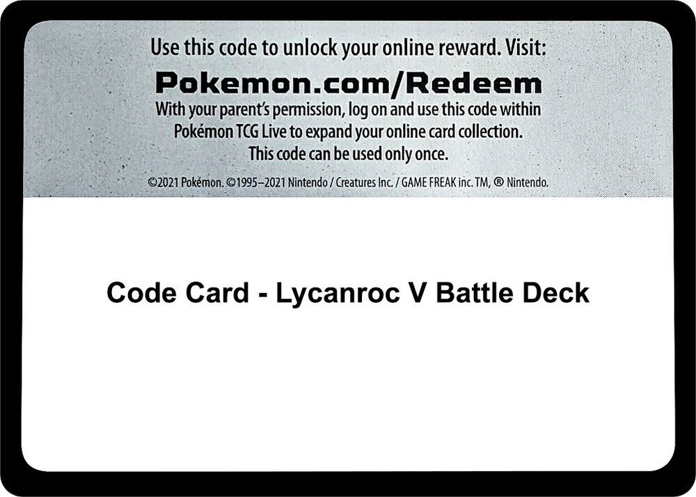 Code Card - Lycanroc V Battle Deck sealed Pokémon TCG product