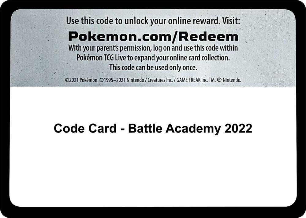 Code Card - Battle Academy 2022 sealed Pokémon TCG product