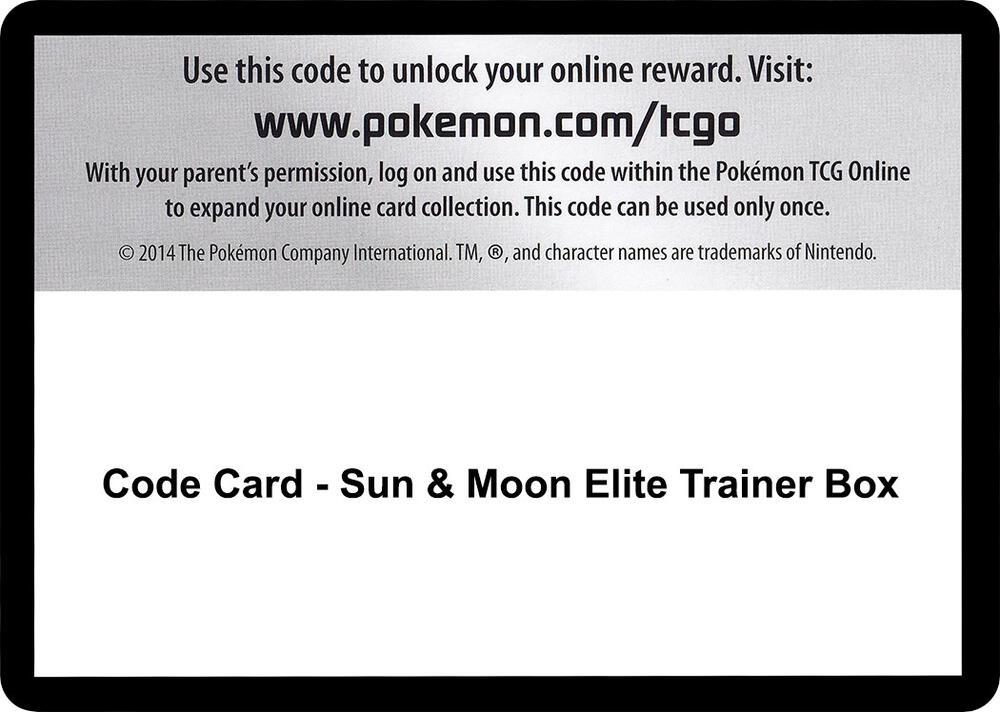 Code Card - Sun & Moon Elite Trainer Box sealed Pokémon TCG product