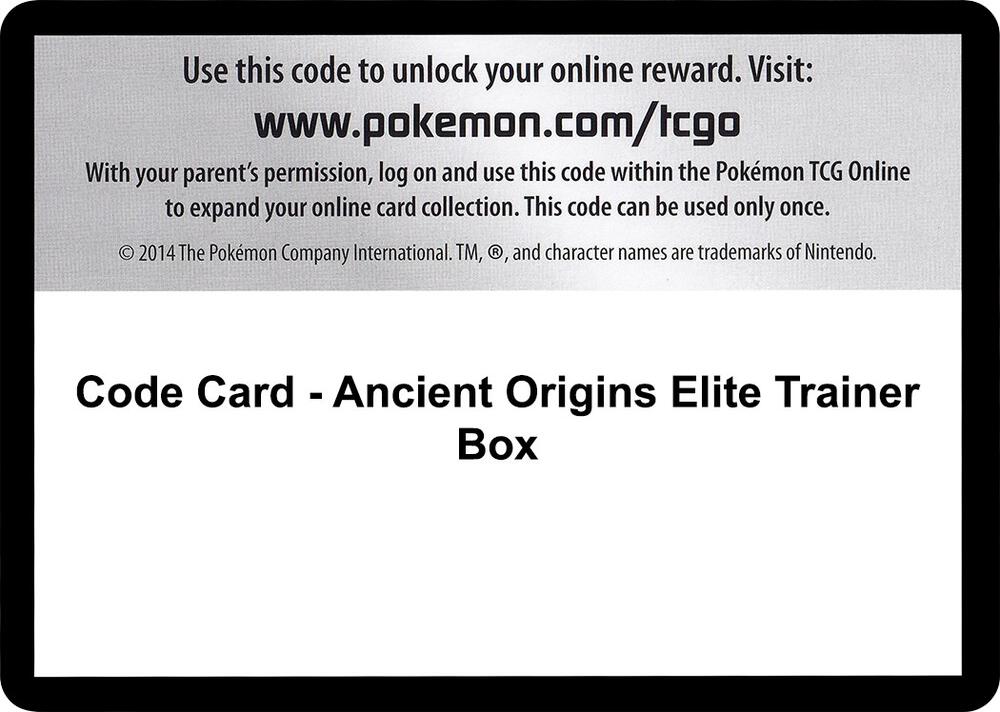 Code Card - Ancient Origins Elite Trainer Box sealed Pokémon TCG product