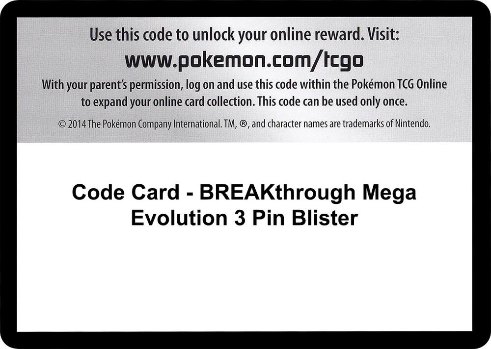 Code Card - BREAKthrough Mega Evolution 3 Pin Blister sealed Pokémon TCG product