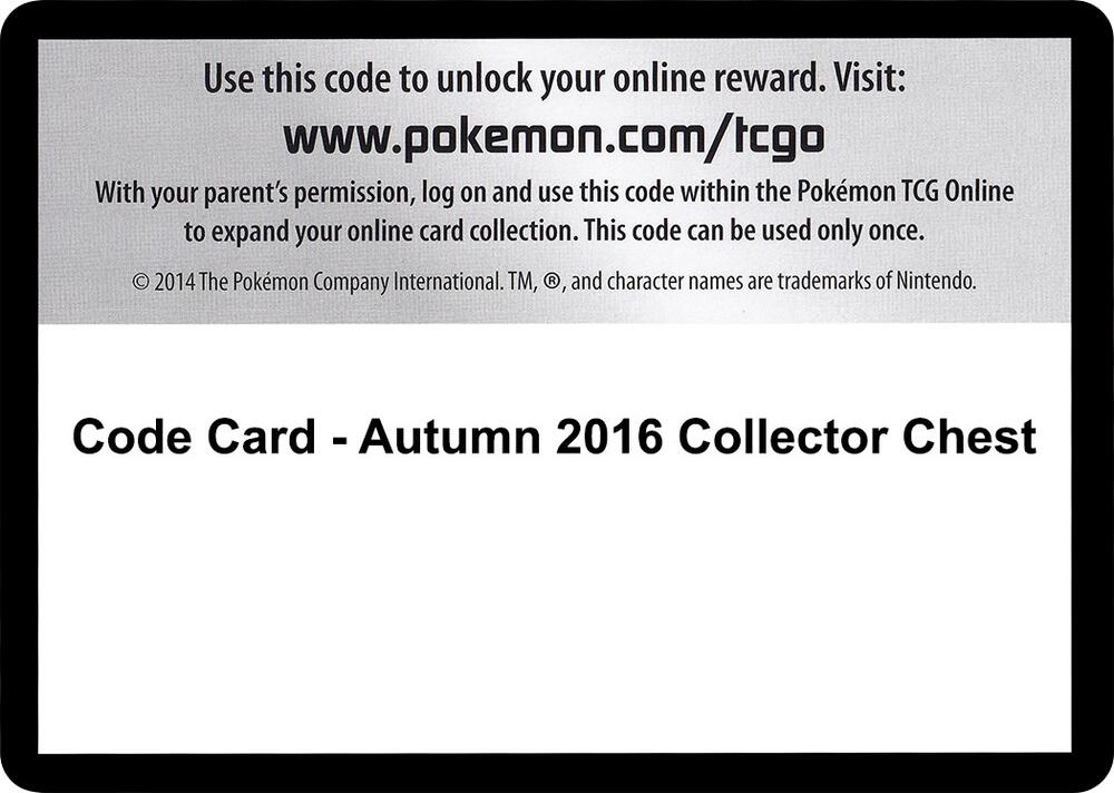 Code Card - Autumn 2016 Collector Chest sealed Pokémon TCG product