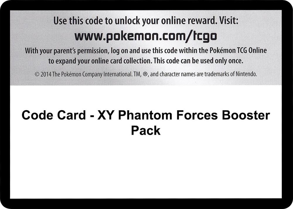 Code Card - XY Phantom Forces Booster Pack sealed Pokémon TCG product