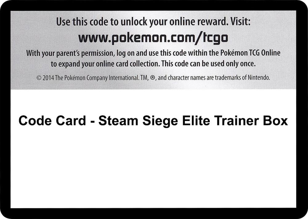 Code Card - Steam Siege Elite Trainer Box sealed Pokémon TCG product