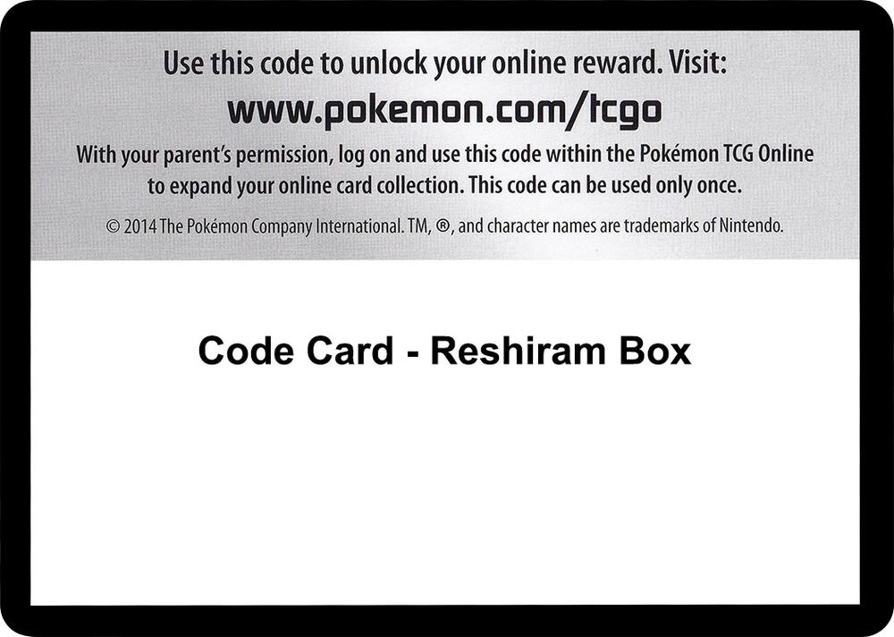 Code Card - Reshiram Box sealed Pokémon TCG product