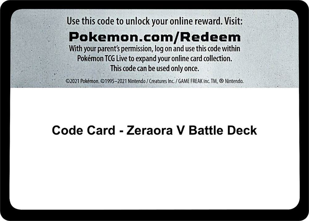 Code Card - Zeraora V Battle Deck sealed Pokémon TCG product