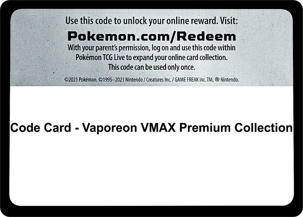 Code Card - Vaporeon VMAX Premium Collection sealed Pokémon TCG product