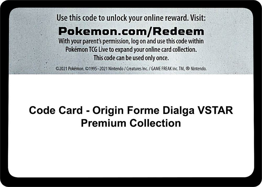 Code Card - Origin Forme Dialga VSTAR Premium Collection sealed Pokémon TCG product