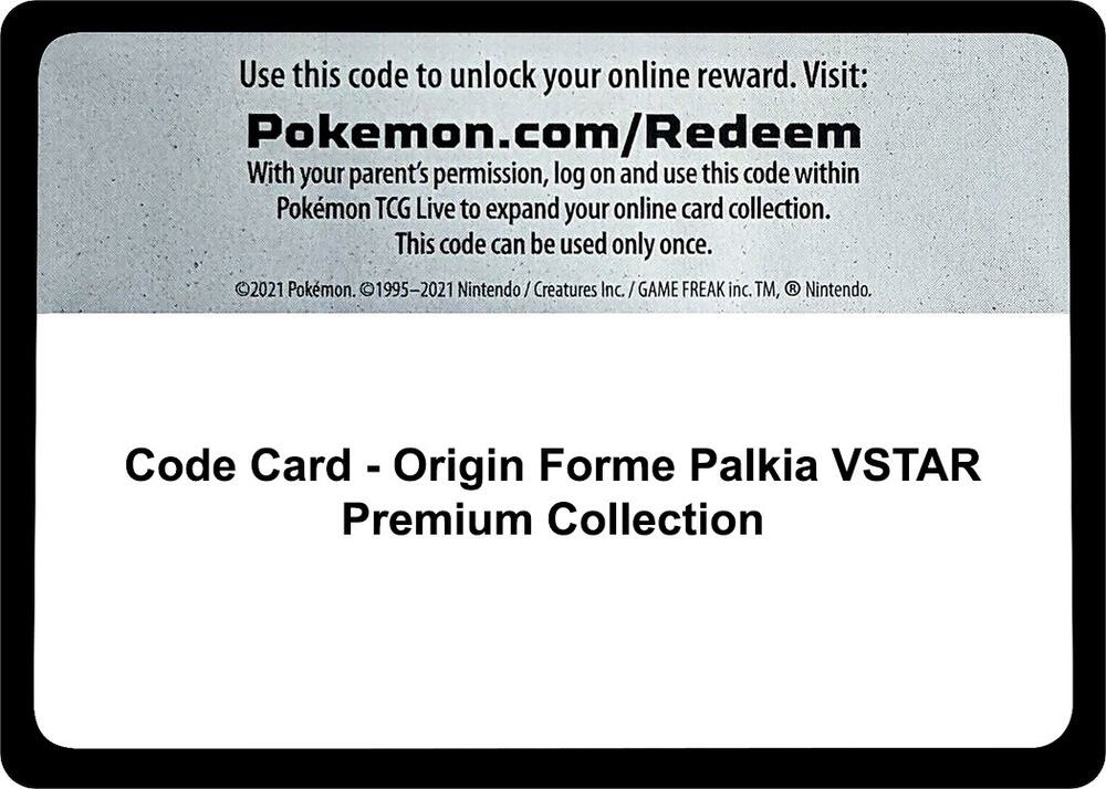 Code Card - Origin Forme Palkia VSTAR Premium Collection sealed Pokémon TCG product