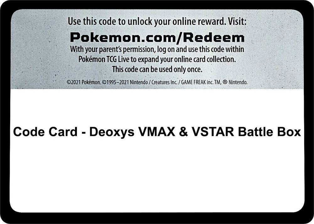 Code Card - Deoxys VMAX & VSTAR Battle Box sealed Pokémon TCG product