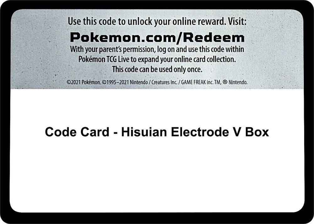 Code Card - Hisuian Electrode V Box sealed Pokémon TCG product