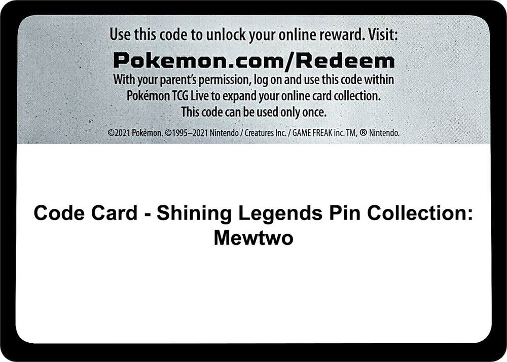 Code Card - Shining Legends Pin Collection: Mewtwo sealed Pokémon TCG product