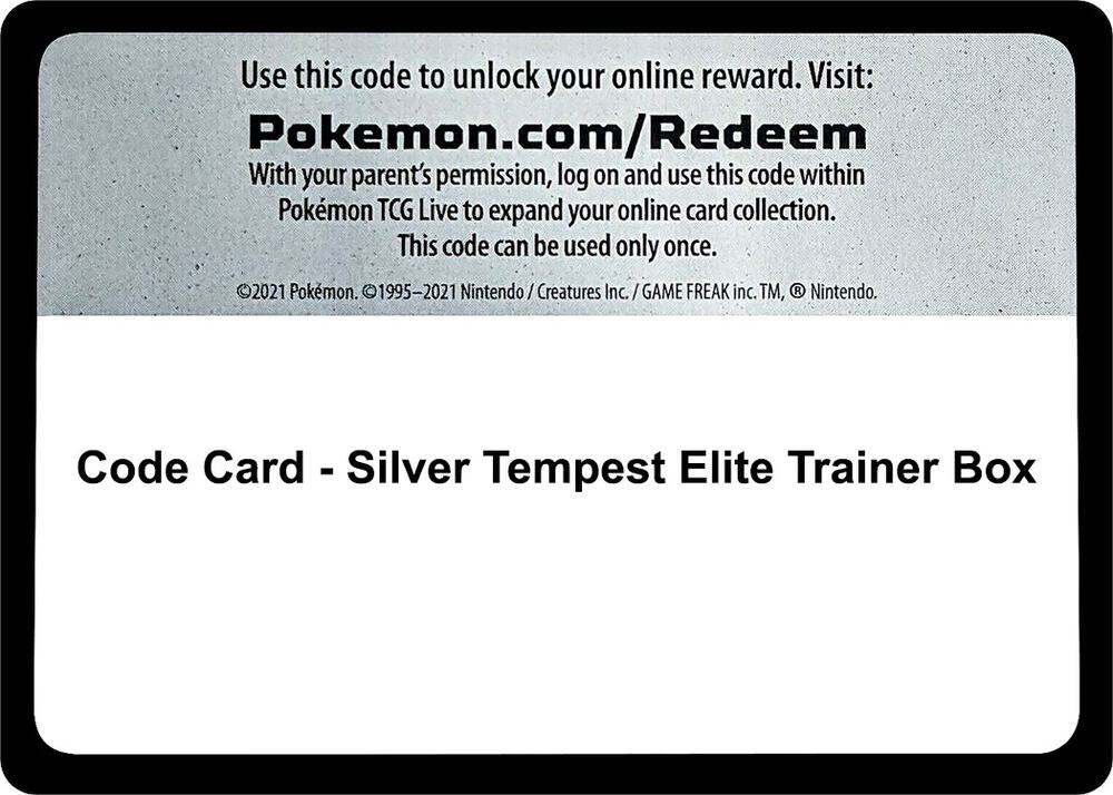 Code Card - Silver Tempest Elite Trainer Box sealed Pokémon TCG product