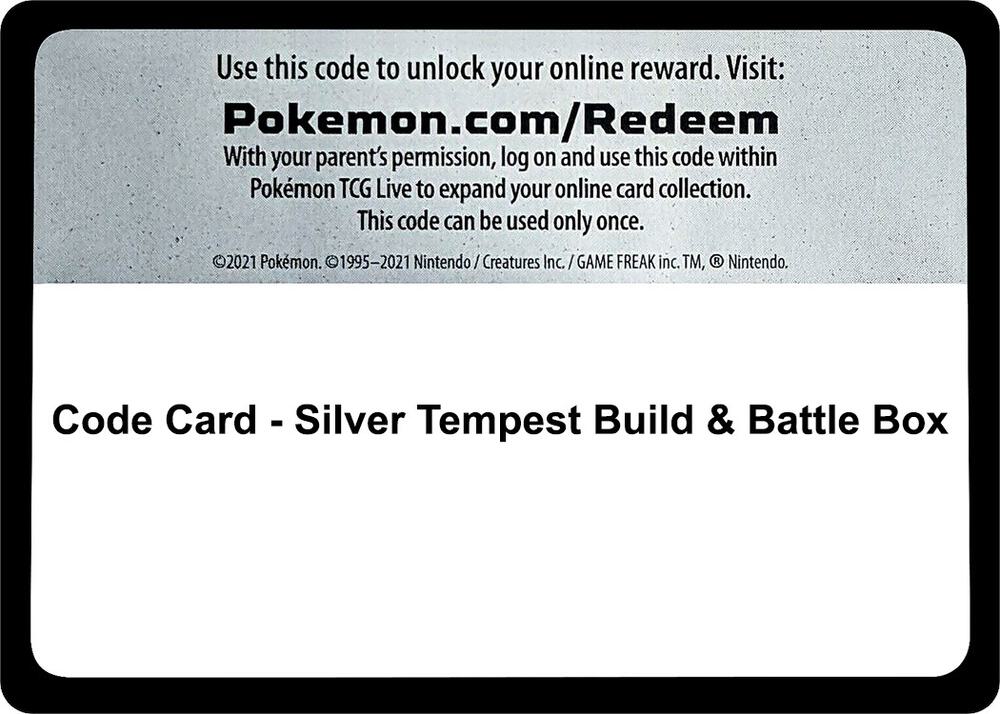 Code Card - Silver Tempest Build & Battle Box sealed Pokémon TCG product