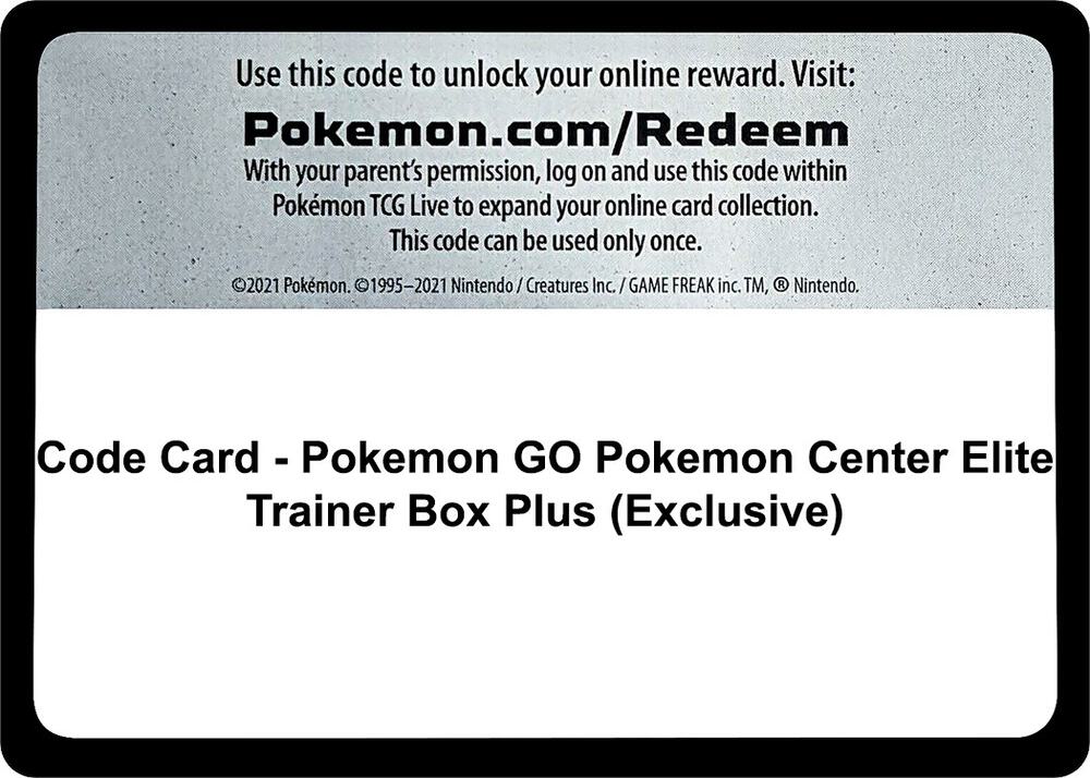 Code Card - Pokemon GO Pokemon Center Elite Trainer Box Plus (Exclusive) sealed Pokémon TCG product