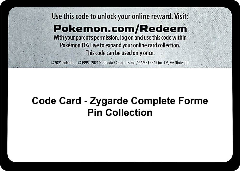 Code Card - Zygarde Complete Forme Pin Collection sealed Pokémon TCG product