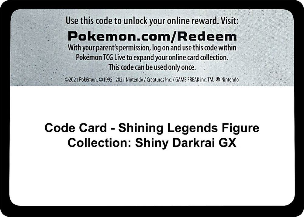 Code Card - Shining Legends Figure Collection: Shiny Darkrai GX sealed Pokémon TCG product