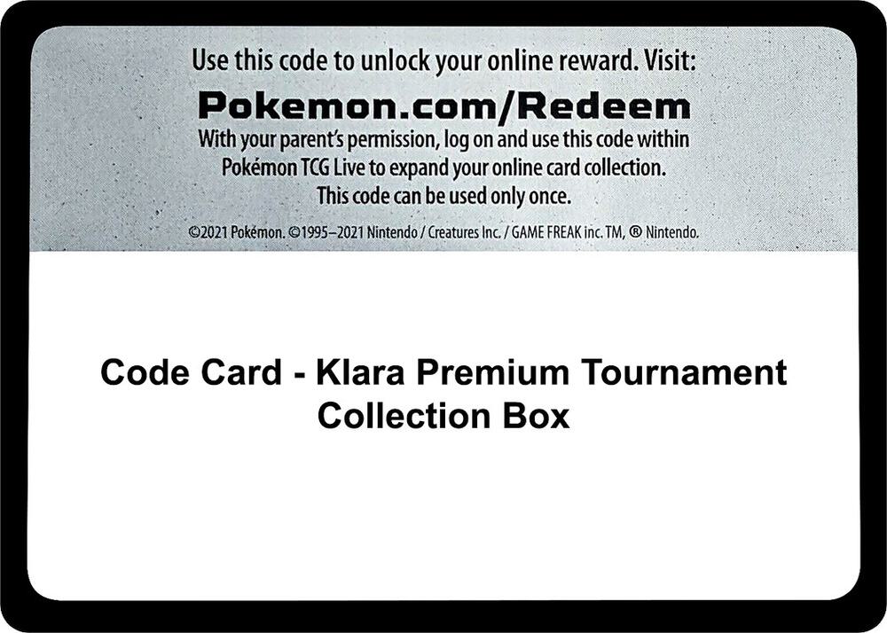 Code Card - Klara Premium Tournament Collection Box sealed Pokémon TCG product