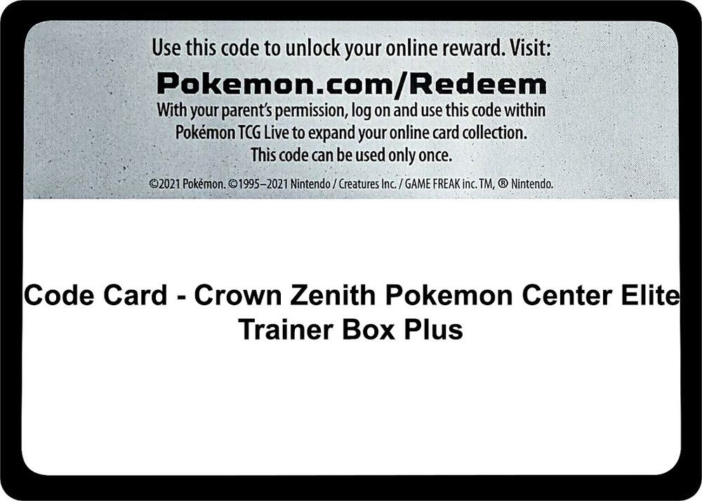 Code Card - Crown Zenith Pokemon Center Elite Trainer Box Plus sealed Pokémon TCG product