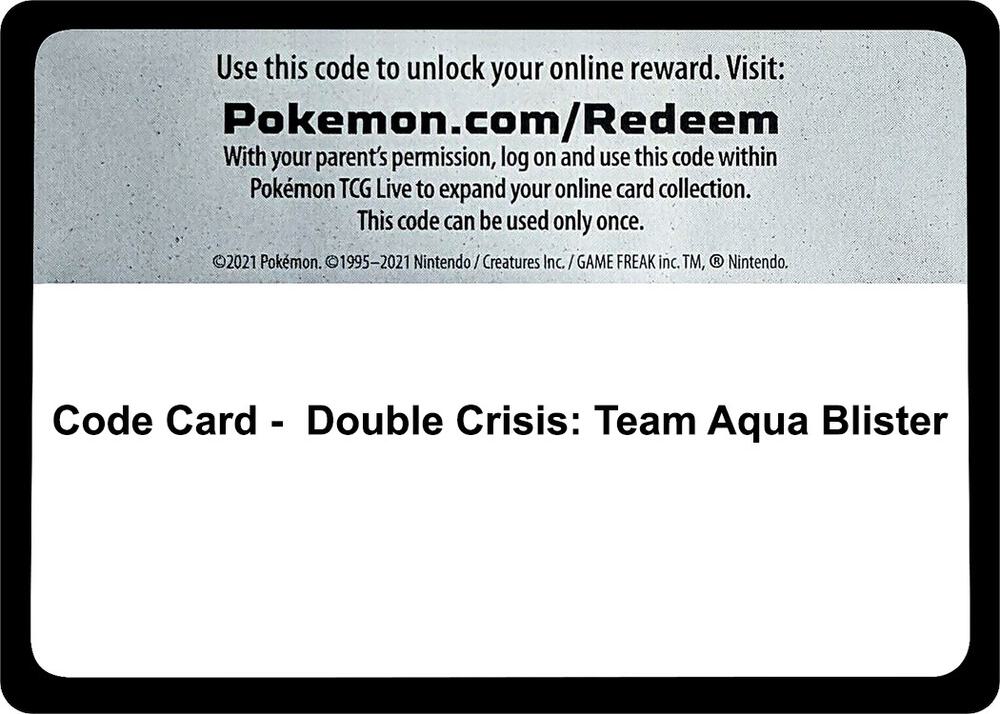 Code Card - Double Crisis: Team Aqua Blister sealed Pokémon TCG product