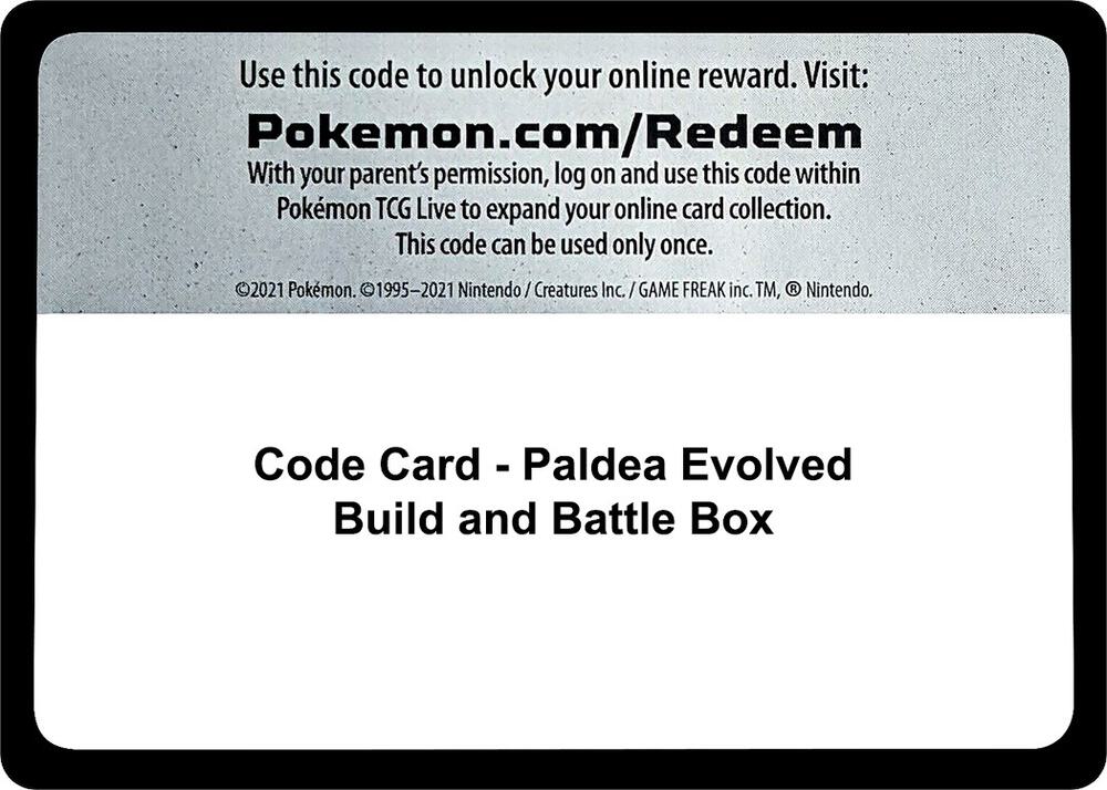 Code Card - Paldea Evolved Build and Battle Box sealed Pokémon TCG product