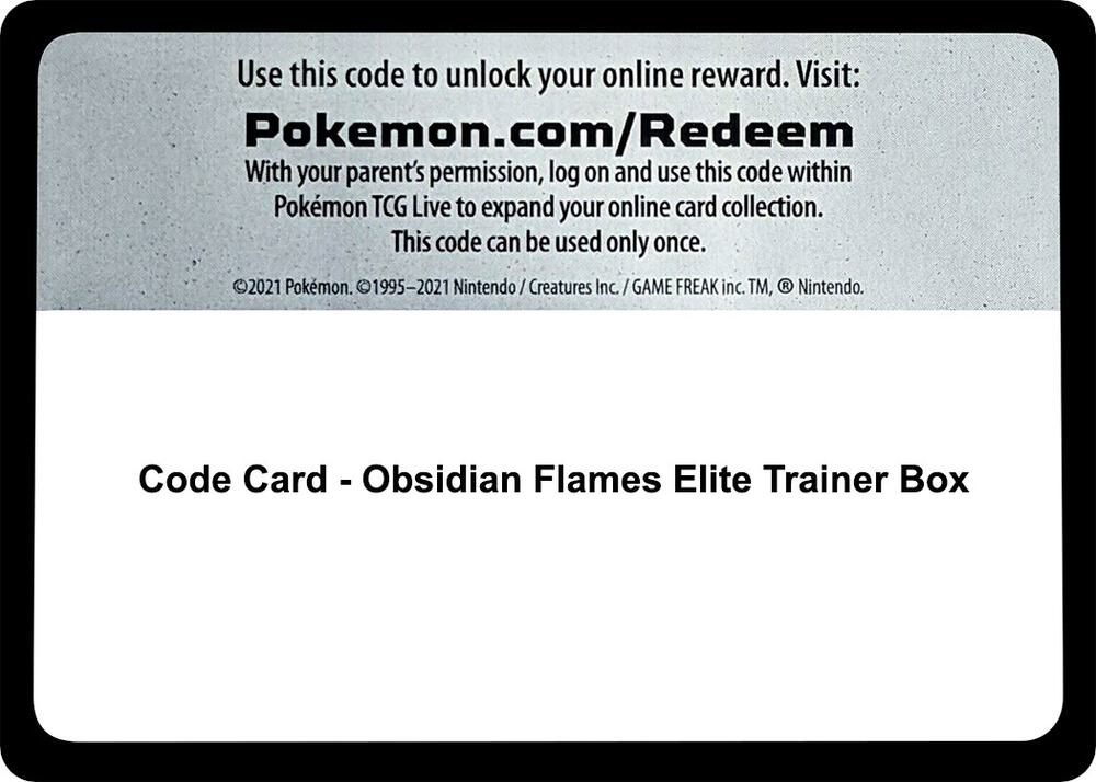 Code Card - Obsidian Flames Elite Trainer Box sealed Pokémon TCG product