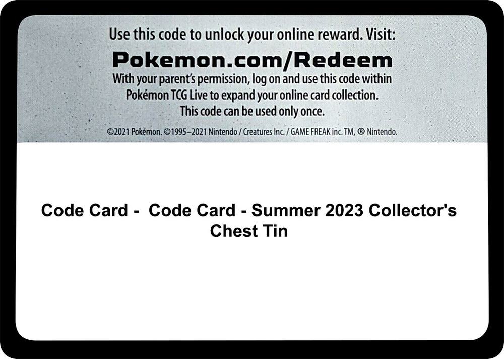 Code Card - Summer 2023 Collector's Chest Tin sealed Pokémon TCG product