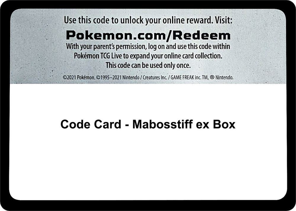 Code Card - Mabosstiff ex Box sealed Pokémon TCG product
