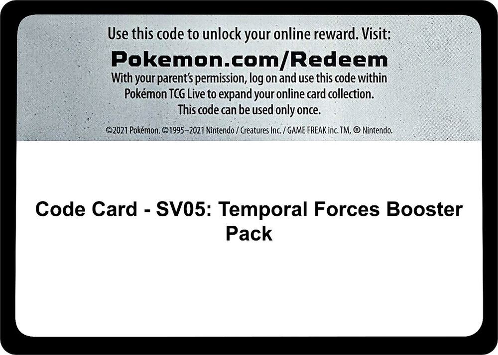 Code Card - SV05: Temporal Forces Booster Pack sealed Pokémon TCG product