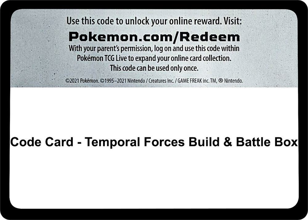 Code Card - Temporal Forces Build & Battle Box sealed Pokémon TCG product