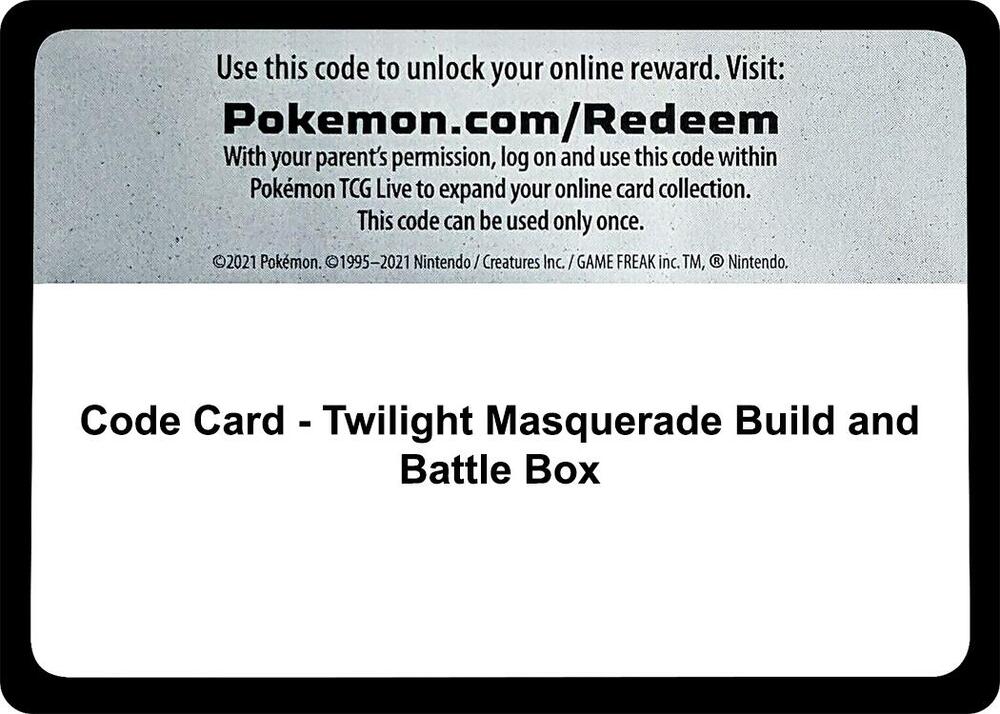 Code Card - Twilight Masquerade Build and Battle Box sealed Pokémon TCG product