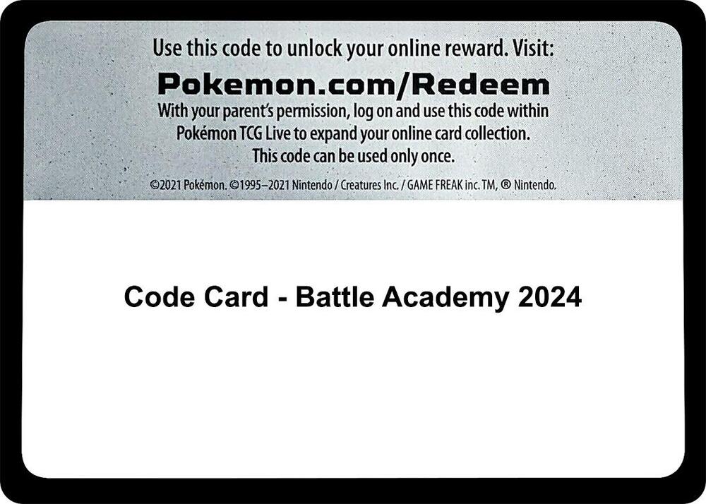 Code Card - Battle Academy 2024 sealed Pokémon TCG product