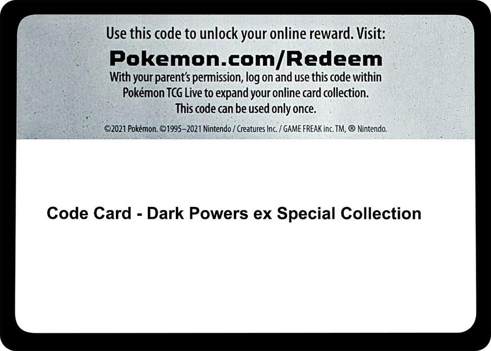 Code Card - Dark Powers ex Special Collection sealed Pokémon TCG product