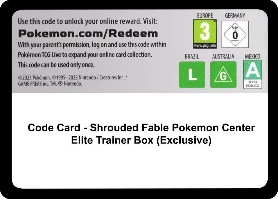 Code Card - Shrouded Fable Pokemon Center Elite Trainer Box (Exclusive) sealed Pokémon TCG product