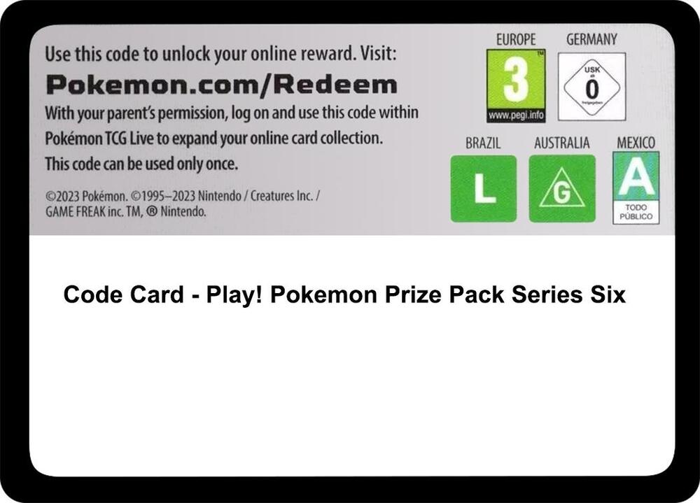 Code Card - Play! Pokemon Prize Pack Series Six sealed Pokémon TCG product
