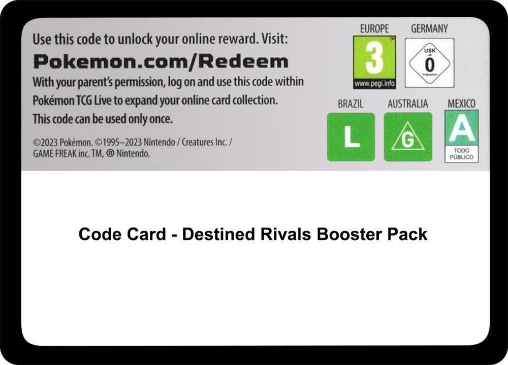 Code Card - Destined Rivals Booster Pack sealed Pokémon TCG product