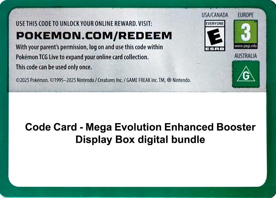 Code Card - Mega Evolution Enhanced Booster Display Box digital bundle sealed Pokémon TCG product