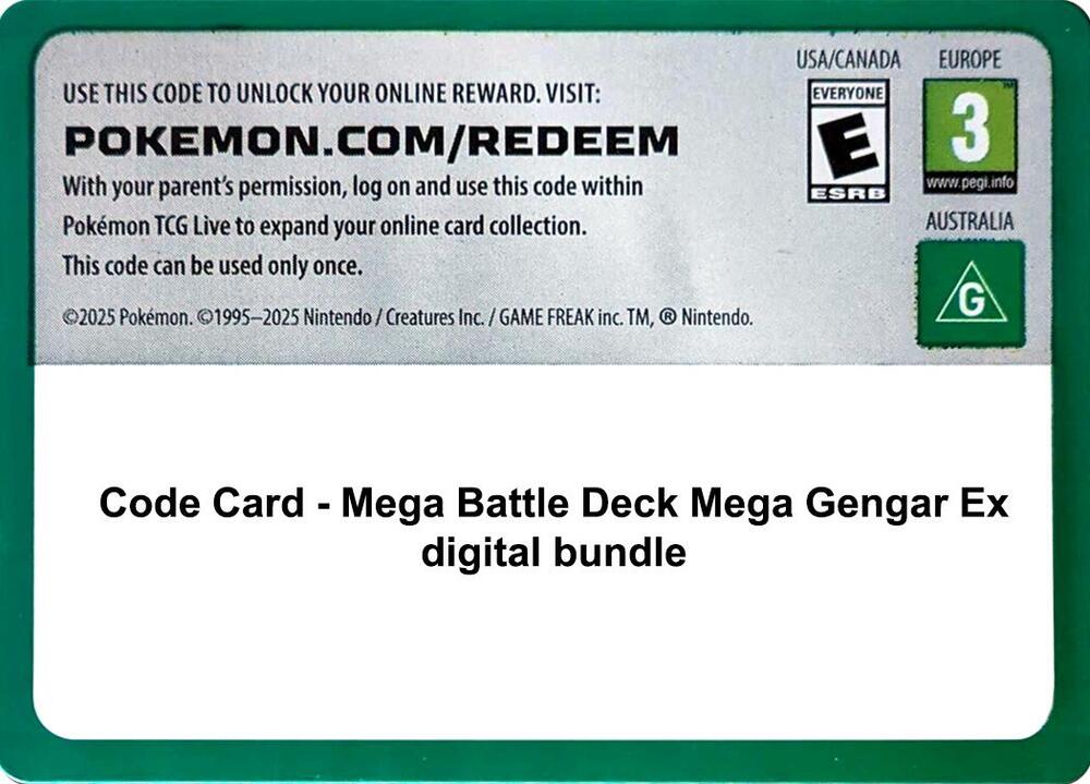 Code Card - Mega Battle Deck Mega Gengar Ex digital bundle sealed Pokémon TCG product