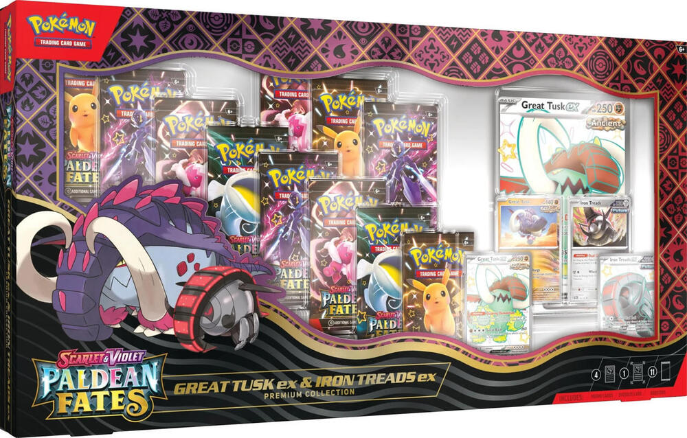 Paldean Fates Great Tusk ex & Iron Treads ex Premium Collection sealed Pokémon TCG product
