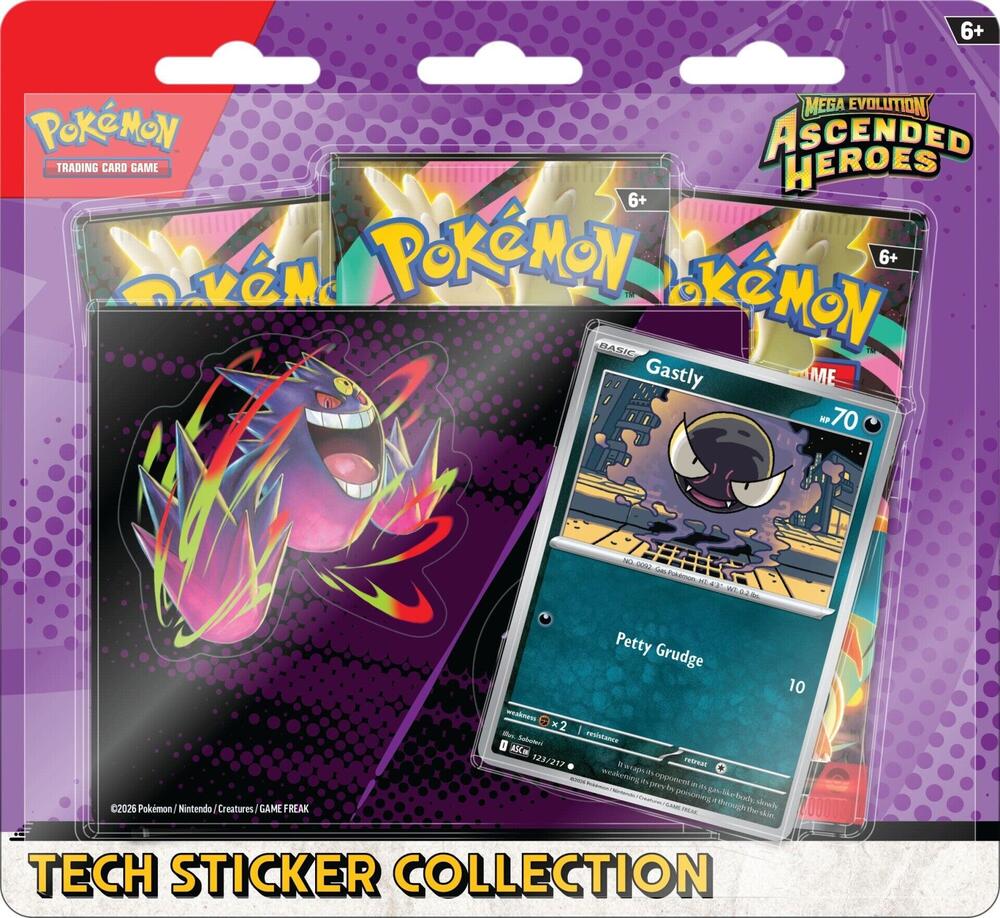 Mega Evolution: Ascended Heroes Tech Sticker Collection - Gastly sealed Pokémon TCG product